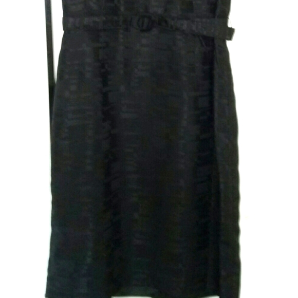 🐦⬛ Sophisticated Black Satin Abstract Cocktail Dress - Size 14 - Picture 5 of 5